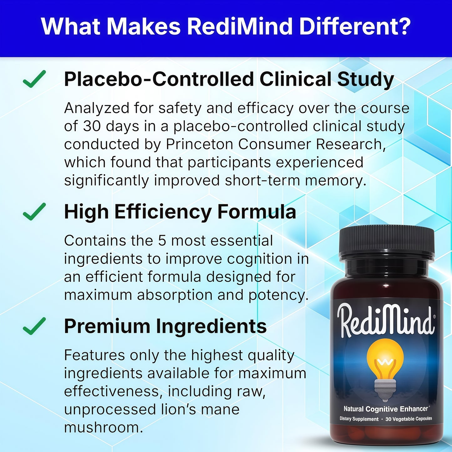 RediMind - Natural Cognitive Enhancement Supplement Capsule - Non-GMO, Vegan, Gluten-Free