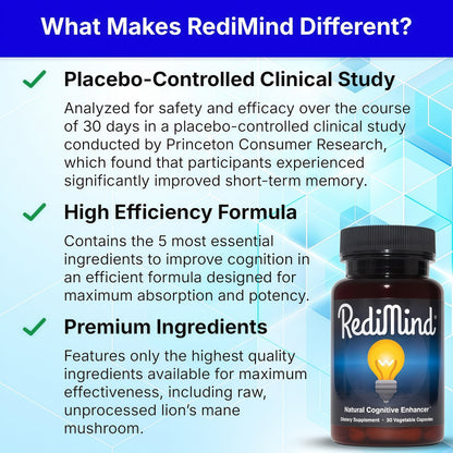 RediMind - Natural Cognitive Enhancement Supplement Capsule - Non-GMO, Vegan, Gluten-Free